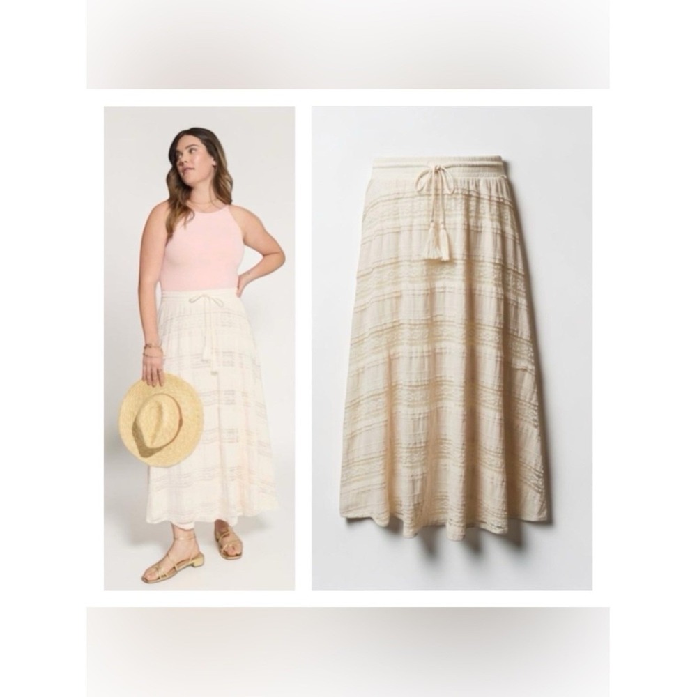 Torrid Womens Maxi Skirt Size 4X Coastal Cottage Peasant Bohemian Ivory Lace